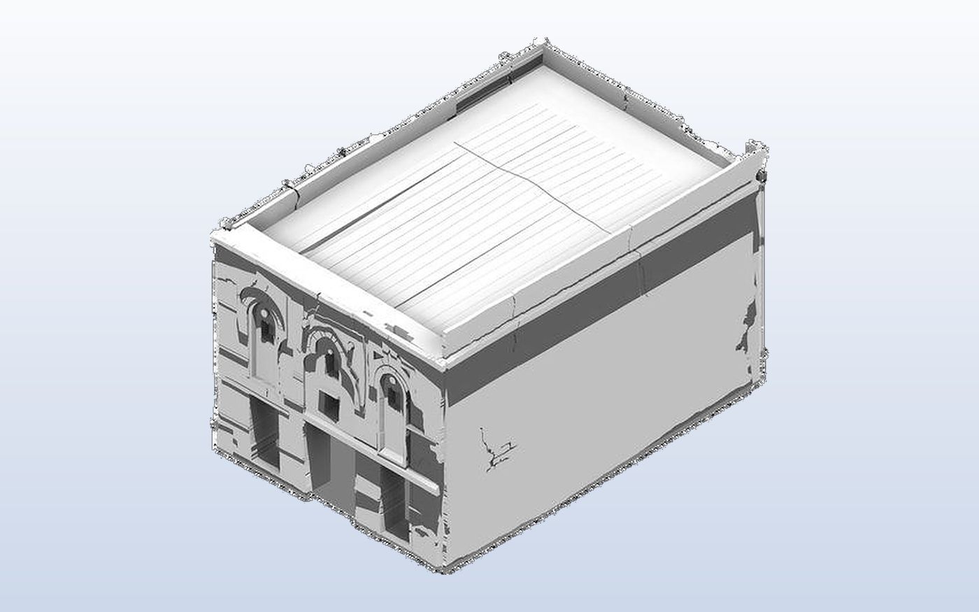 AIM United BIM model of Bayt Ba Jafar showing its carved facade openings and roof structure