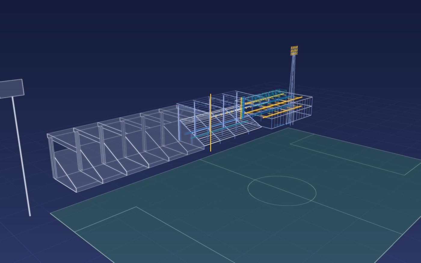 AIM United BIM model of the Al Diriyah Club training ground in Al Khaliyah, with pitch and stand
