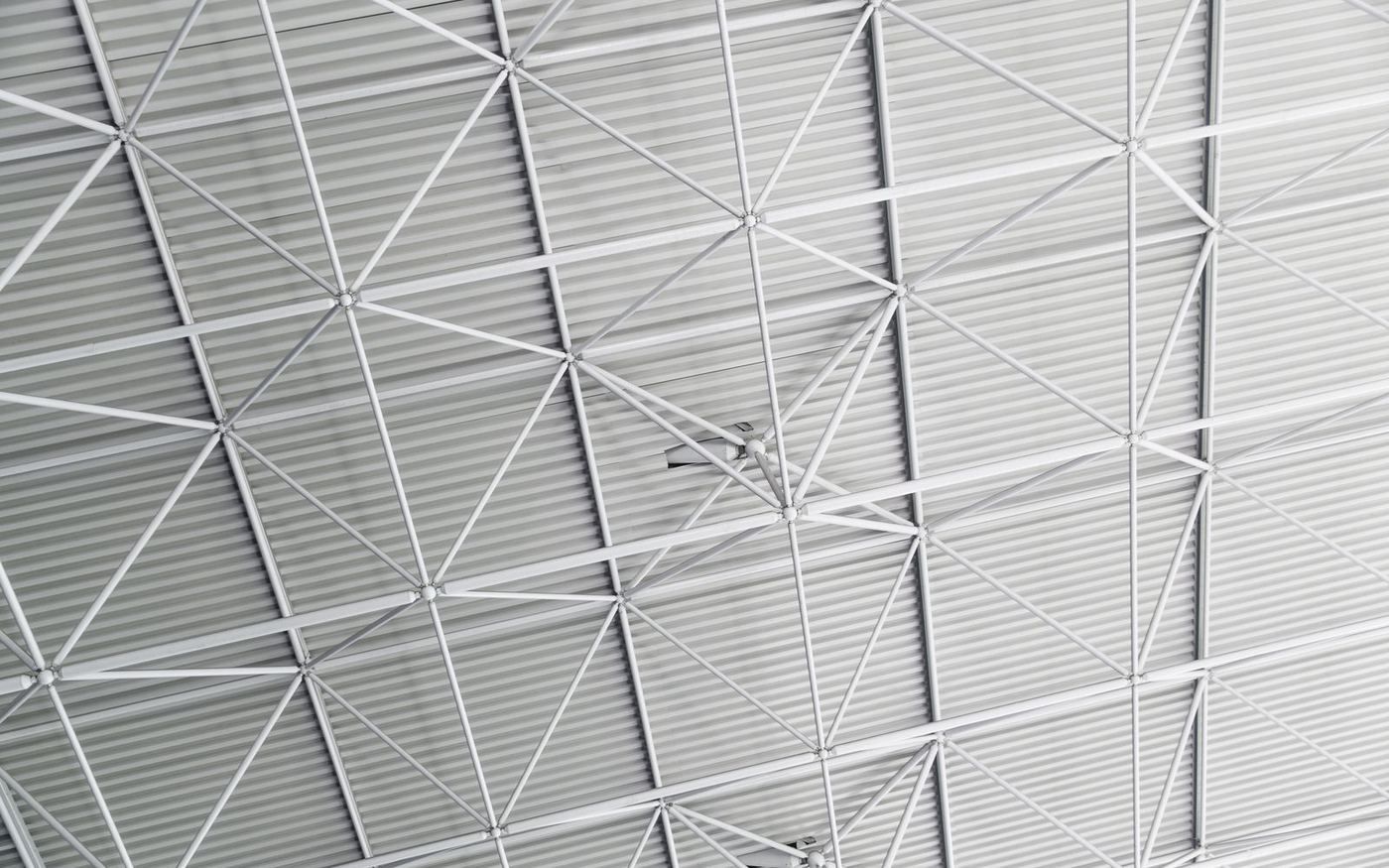 Steel space-frame roof of the Living Heritage centre in Qiddiya from below, an AIM United BIM project