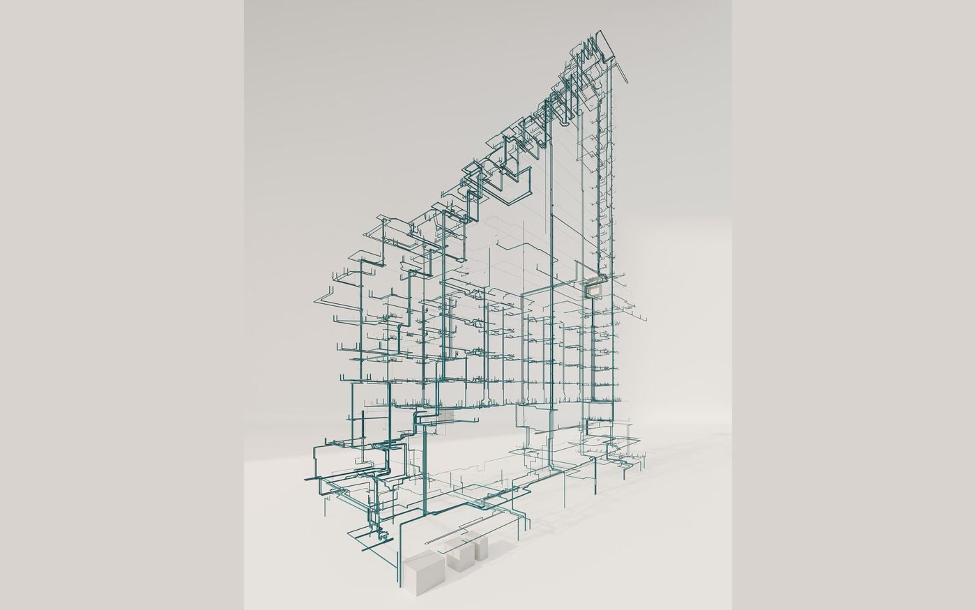 LOD 400 pipework riser with valves and fittings, modelled by AIM United for fabrication